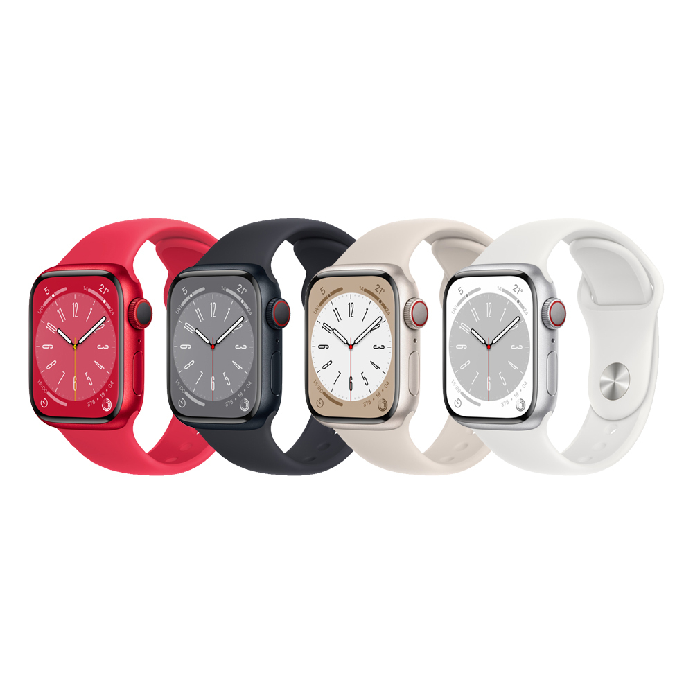 Apple】Watch Series 8 (GPS版) 41mm鋁金屬錶殼搭配運動型錶帶