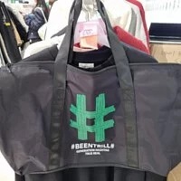[S] BEENTRILL BIG HASHTAG LOGO PRINT TOTE BAG,BLACK, BA220BG901-BK (SBT74)