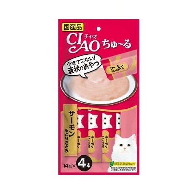 CIAO 雞肉+三文魚醬 (14gx4支裝)【$100 X 7 包】【可混合其他口味】