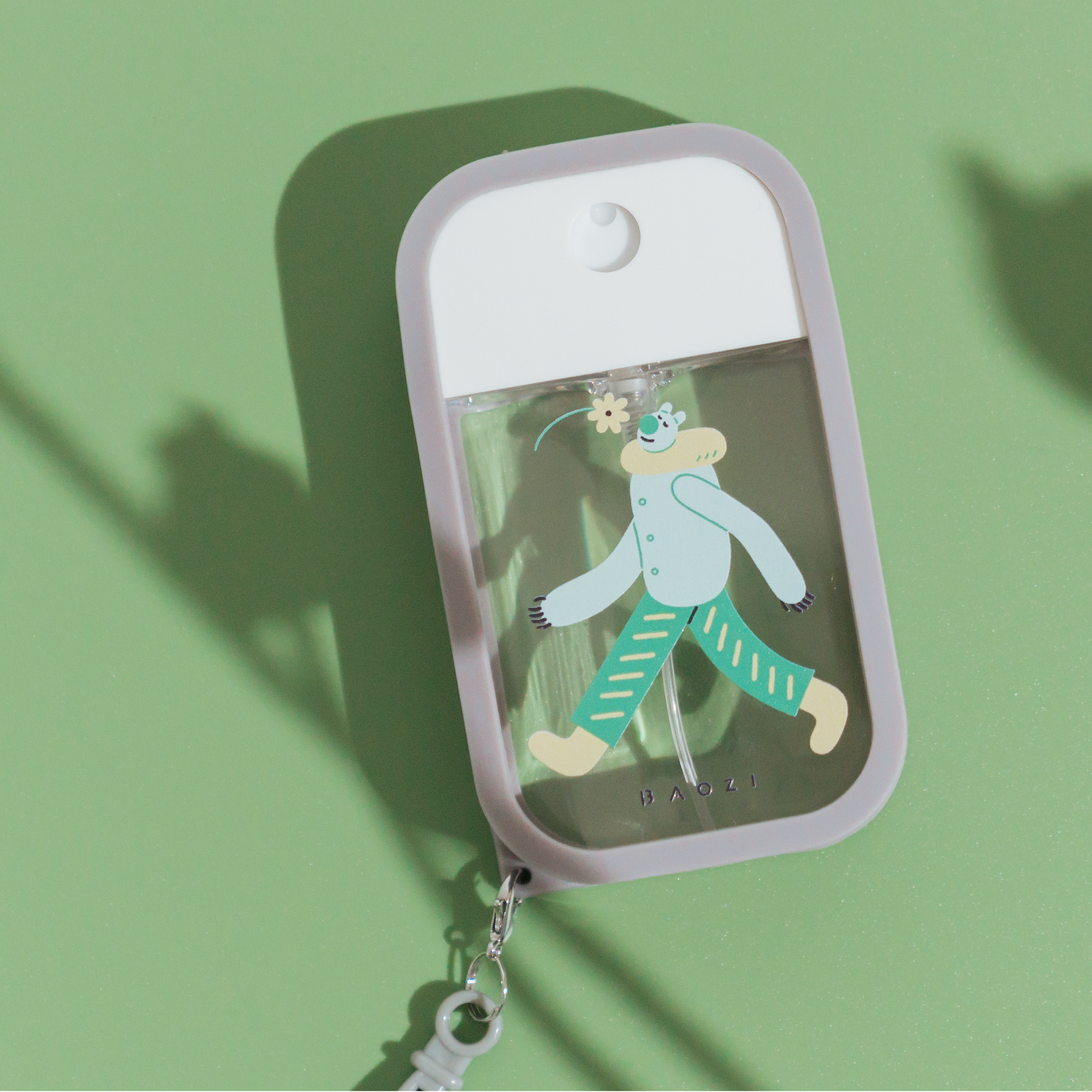 (獨家款)【包大山x慢慢挑-卡扣掛鉤酒精噴瓶｜灰色矽膠-晴天的花】（商品不含酒精，瓶身PP耐酒精材質）