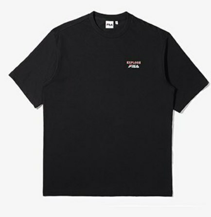 S] FILA EXPLORE GRAPHIC SHORT SLEEVE T-SHIRT,BLACK