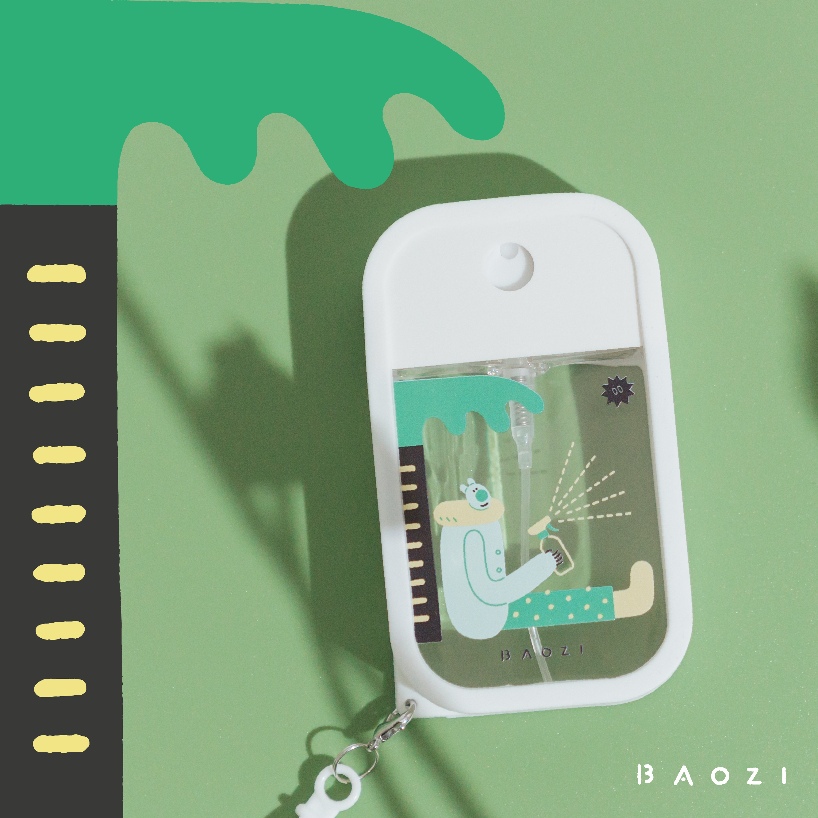 (獨家款)【包大山x慢慢挑-卡扣掛鉤酒精噴瓶｜白色矽膠-熊超人消毒】（商品不含酒精，瓶身PP耐酒精材質）