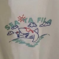 [S] FILA SEA FOREST COCKTAIL SHARK SHORT SLEEVE T-SHIRT,WHITE, FS2RSD2S04X-OWH (SFL153)