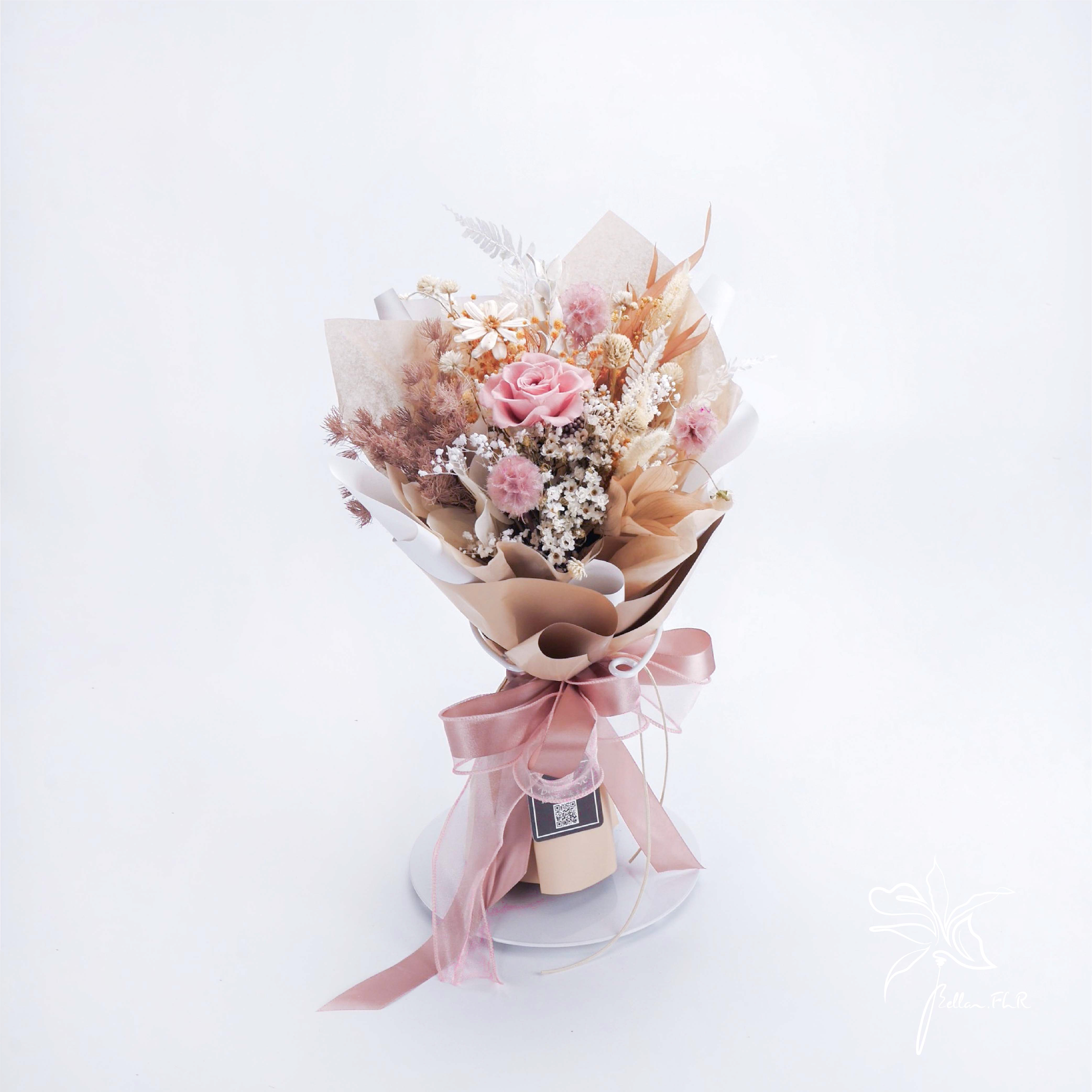 【一朵玫瑰的愛情物語】小型永生乾燥花束