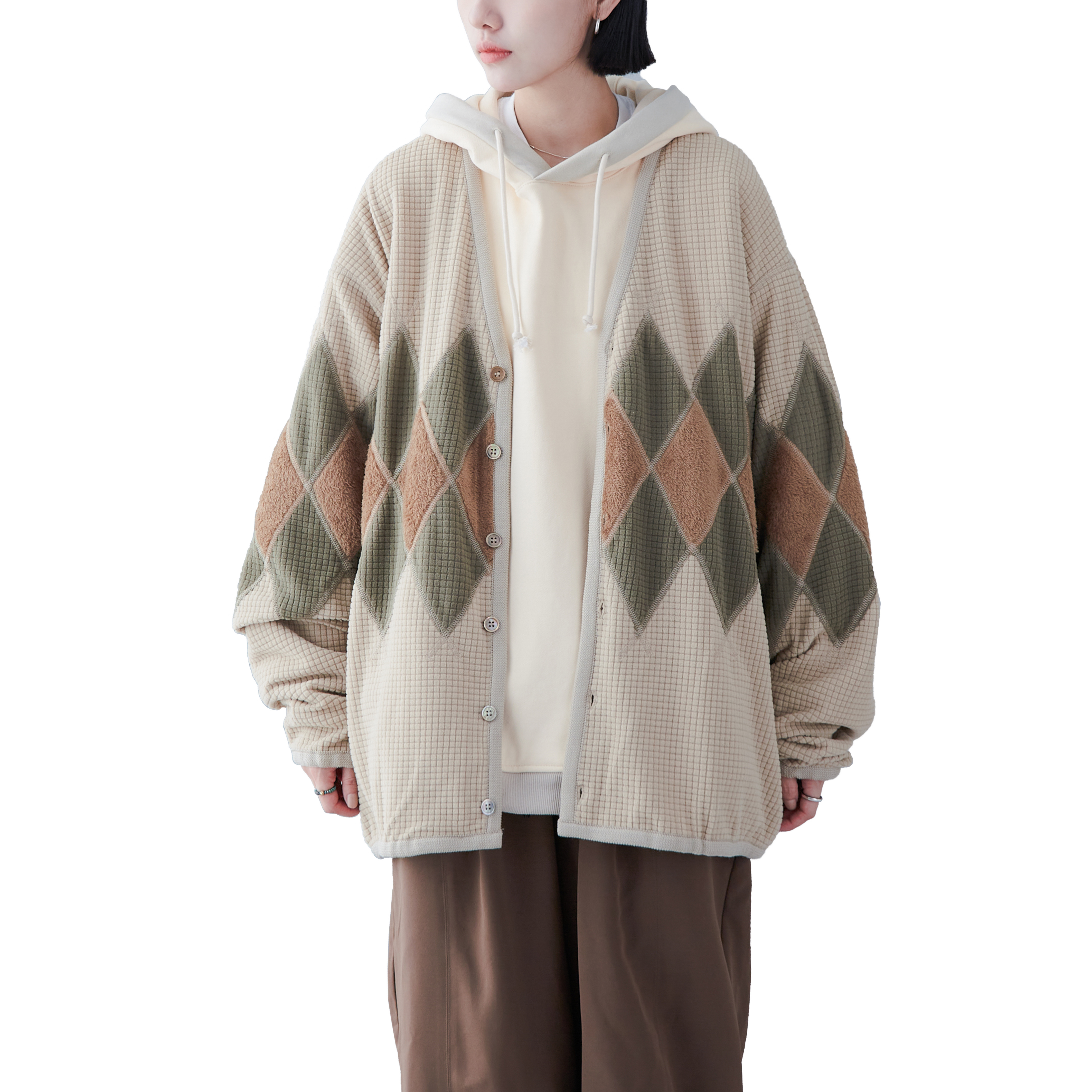 BURLAP OUTFITTER 22AW - Argyle Fleece Cardigan