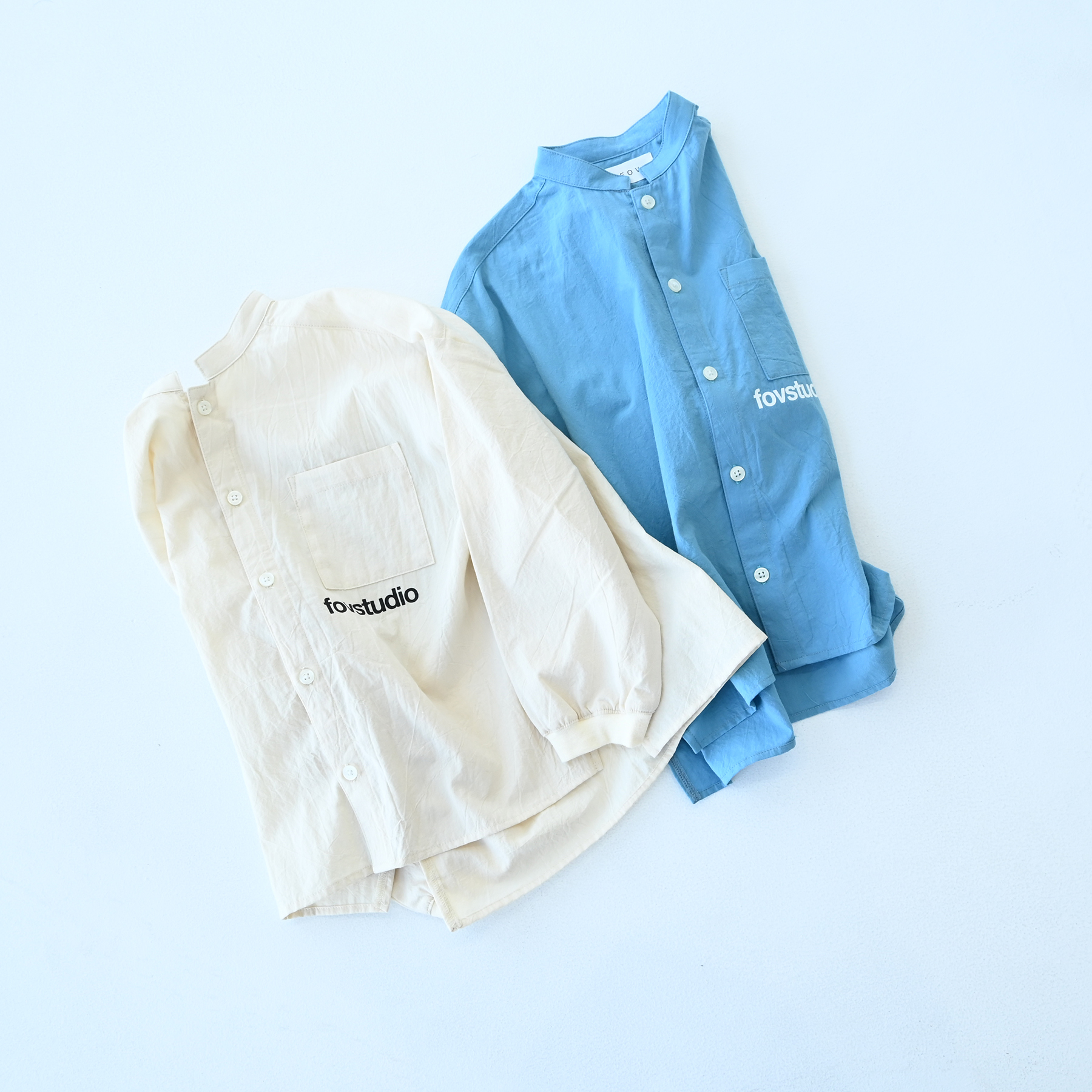 日本FOV 立領實感純棉長袖襯衫 / 外套 (象牙白，130-140) 623103