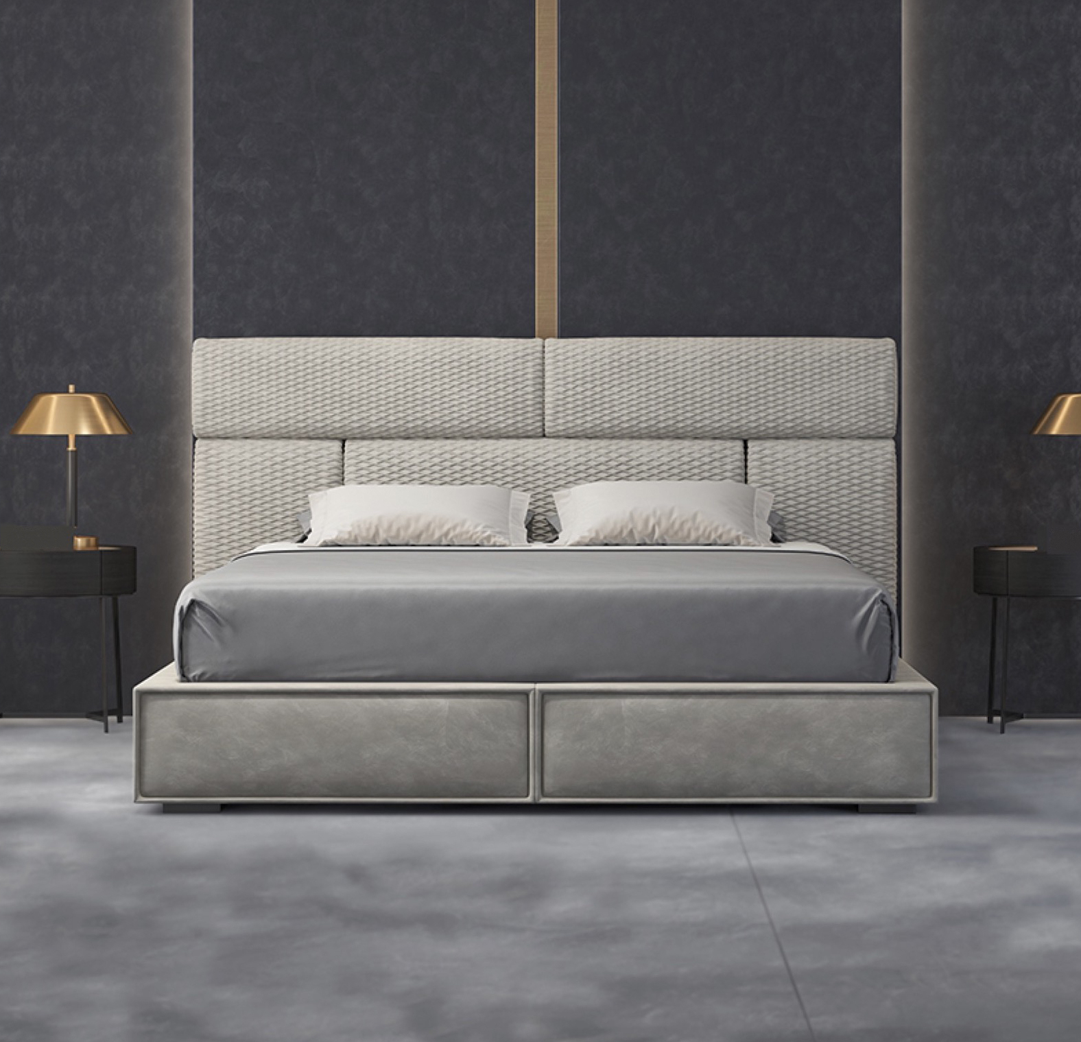 方塊軟包床架 AOZ-BL016