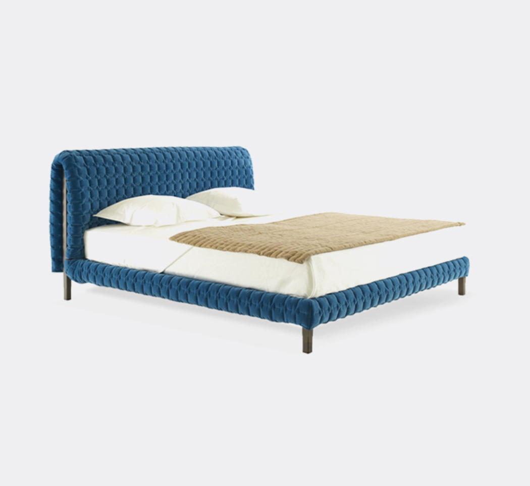 靛藍軟包床架 AOZ-M989