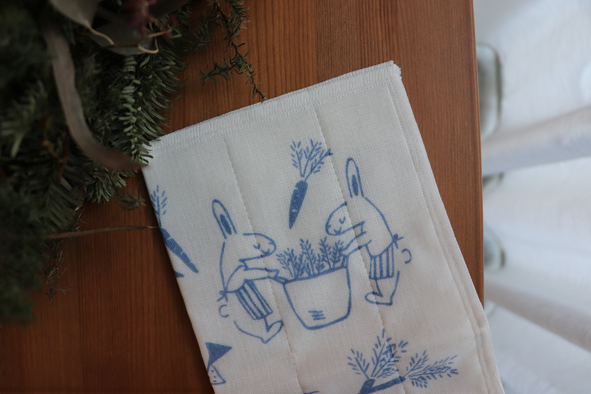 maison blanche 兔子與蘿蔔 蚊帳生地 廚房抹布