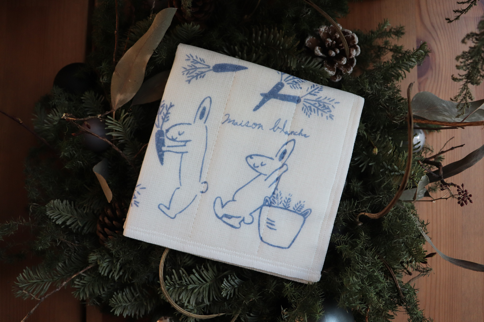 maison blanche 兔子與蘿蔔 蚊帳生地 廚房抹布