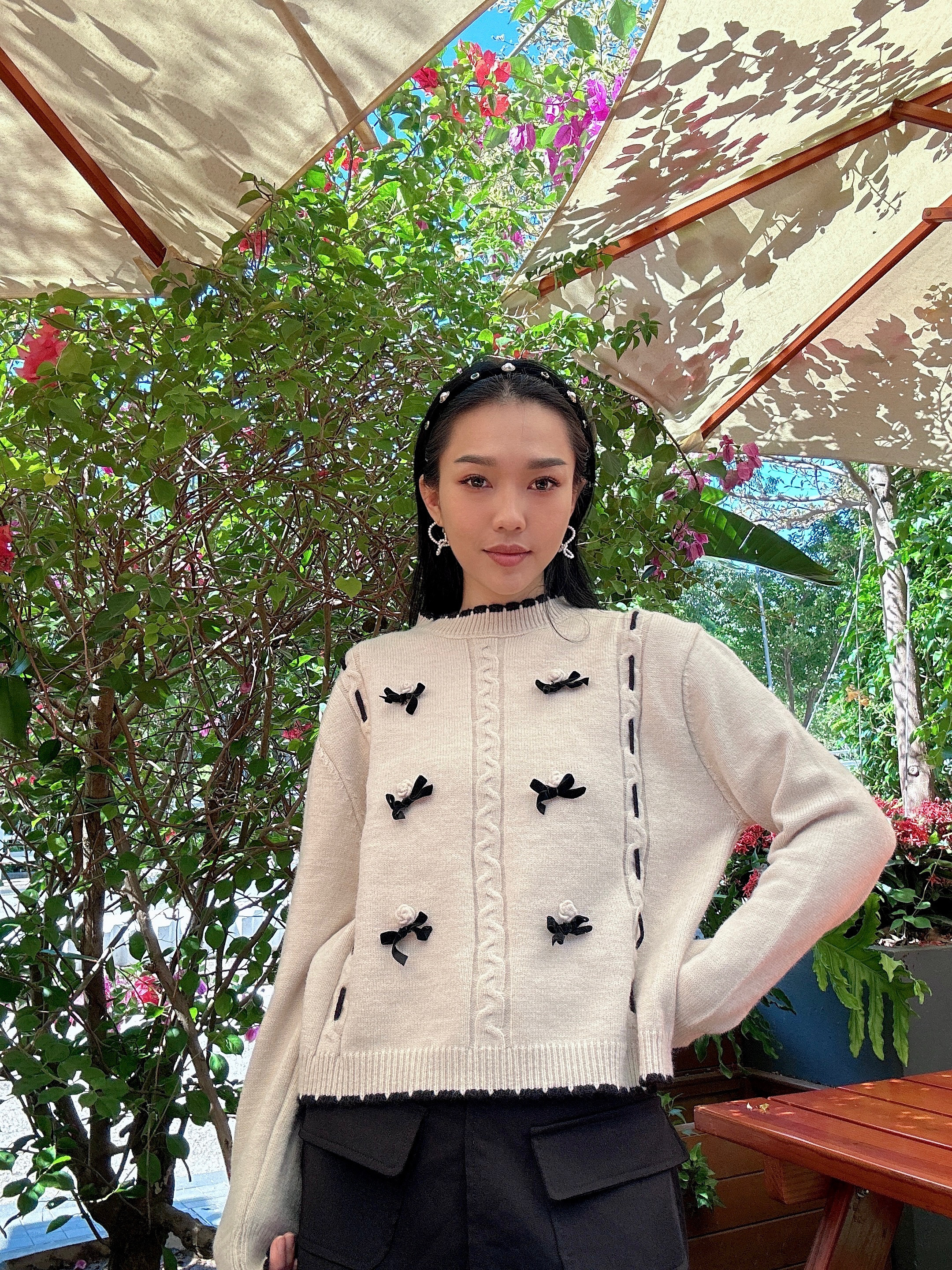 蝴蝶絲絨小結冷衫