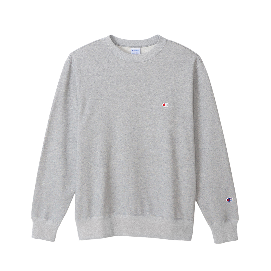 男款-BASIC 刺繡LOGO大學衛衣-灰色（C3-W001-070）