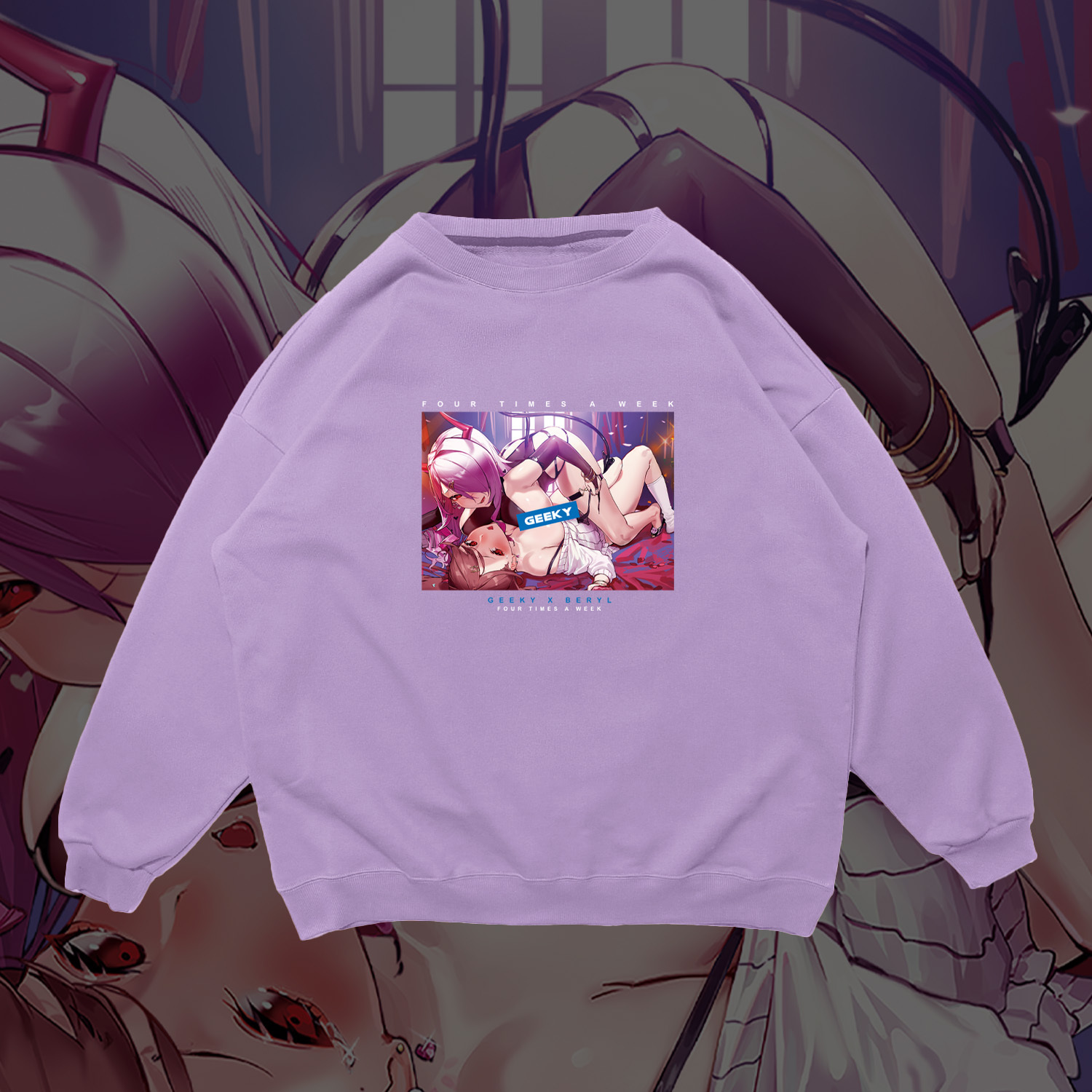 GEEKY x 貝莉莓魅魔照片大學T-粉紫