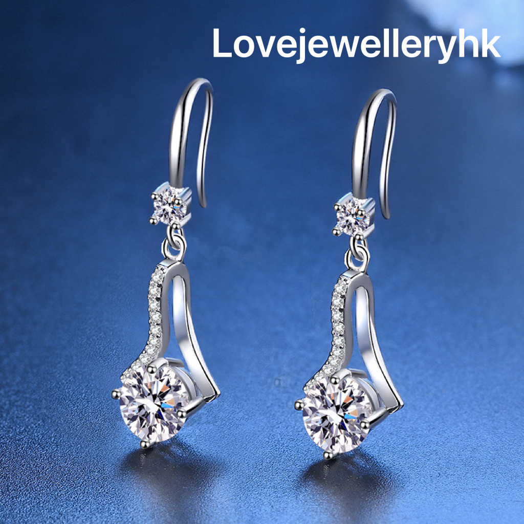 莫桑鑽中長吊耳勾   E2C053