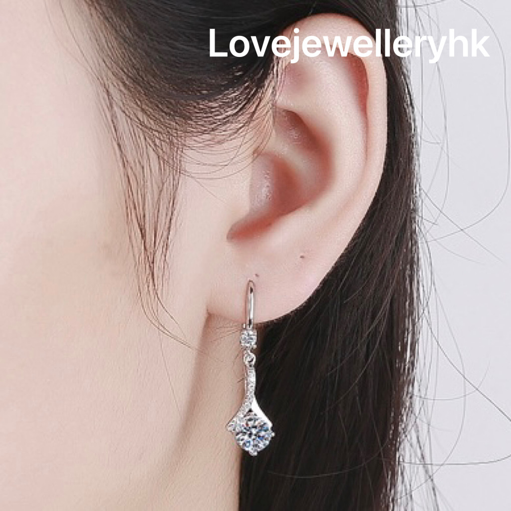 莫桑鑽中長吊耳勾   E2C053