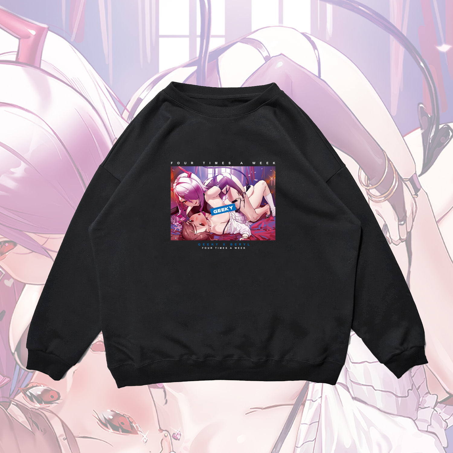 GEEKY x 貝莉莓魅魔照片大學T-黑