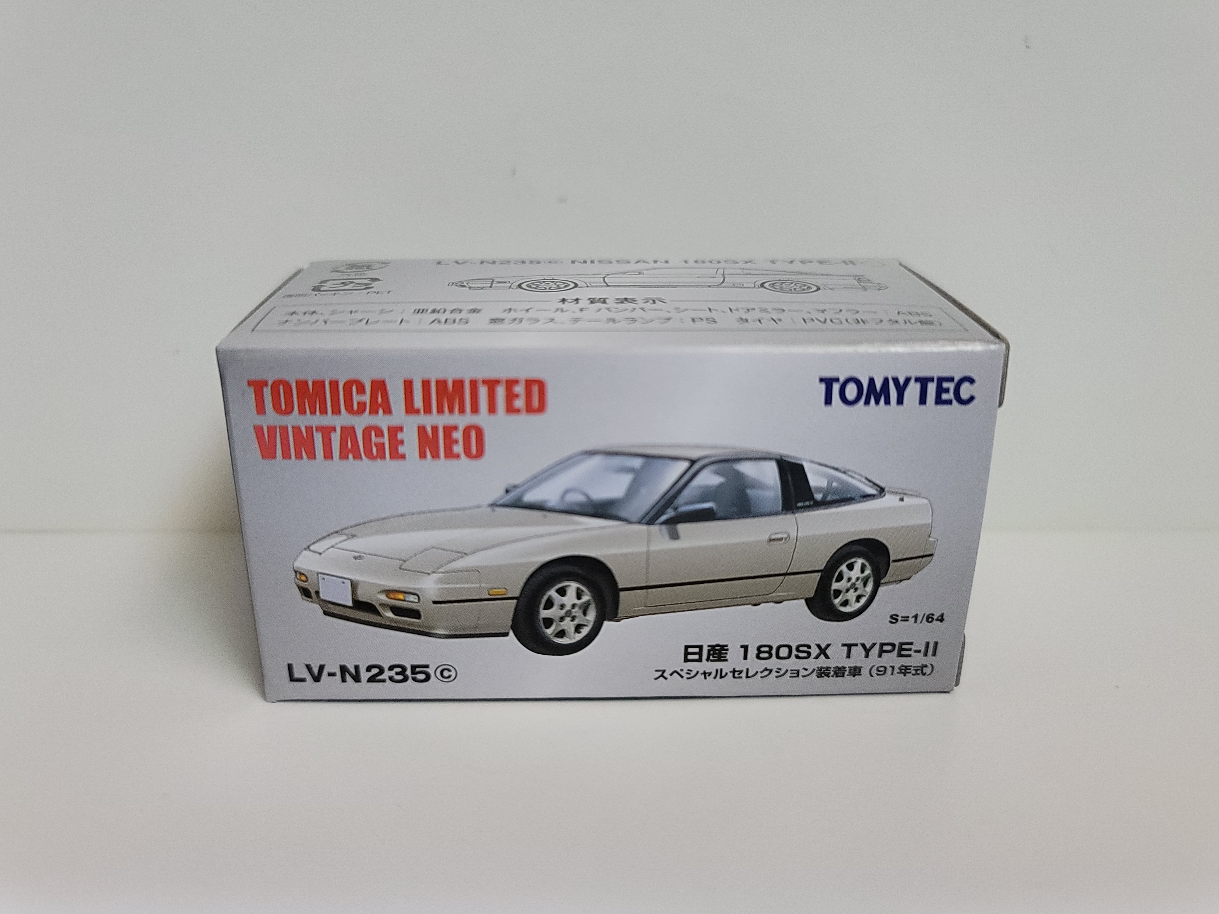 Tomica Limited Vintage NEO LV-N235c 180SX TYPE-II Silver 1/64