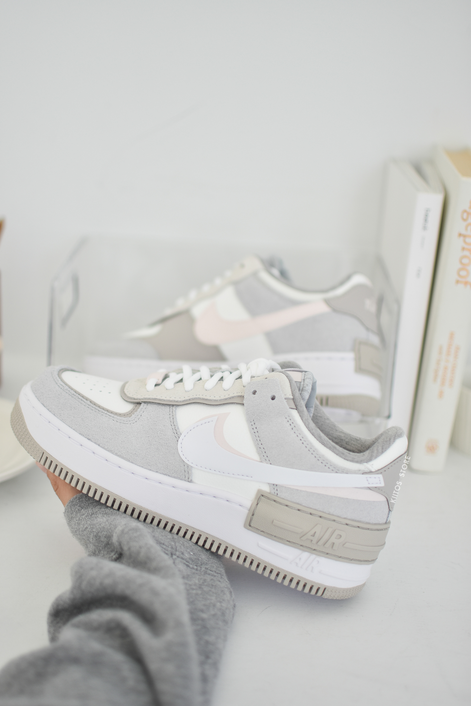 Nike W Air Force 1 Shadow 解構 莫蘭迪灰粉 FB7172-111