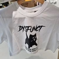 [S] DYSFUNCT MEOW CROP TOP TSHIRT, WHITE, T-MEOWCROP WS [FINAL SALE] (SDY58)