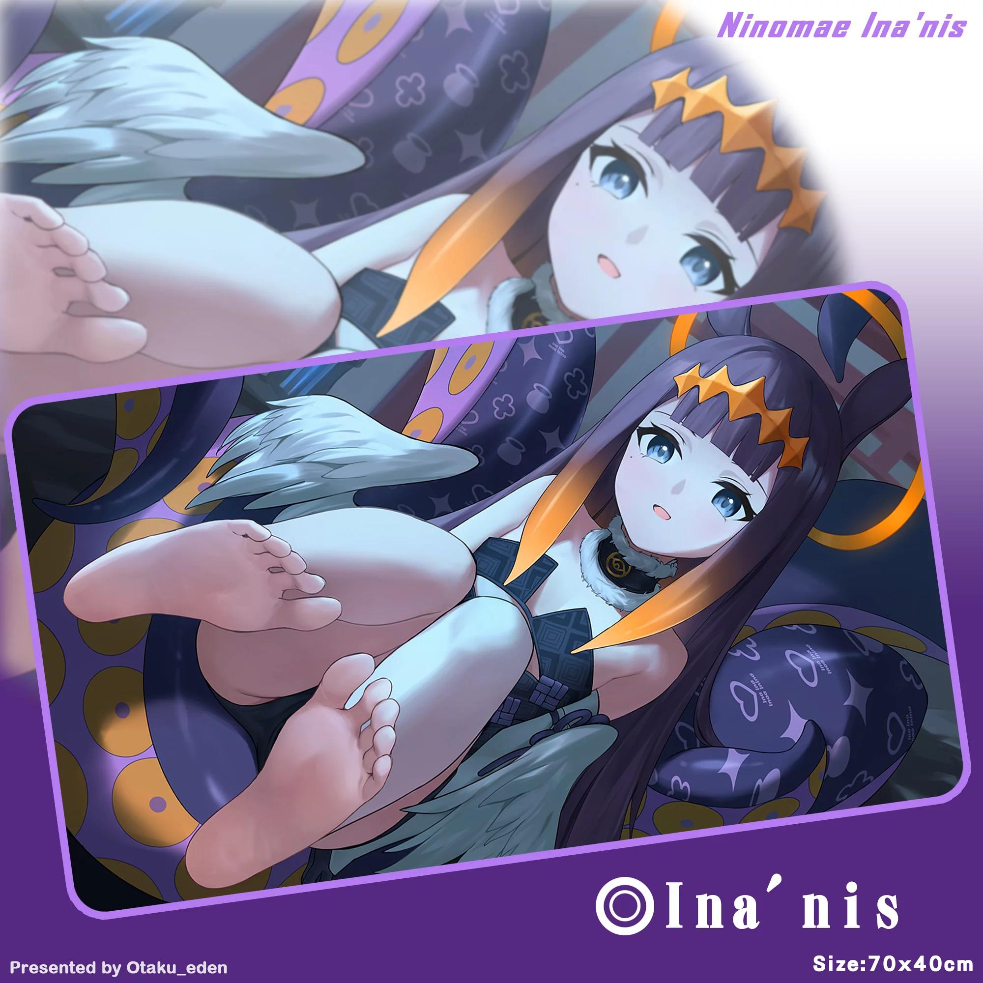 「同人代購」FF40 Ninomae Ina'nis [S.W-TAKO FEET] 滑鼠.桌遊兩用墊 70x40cm-附:動態桌布