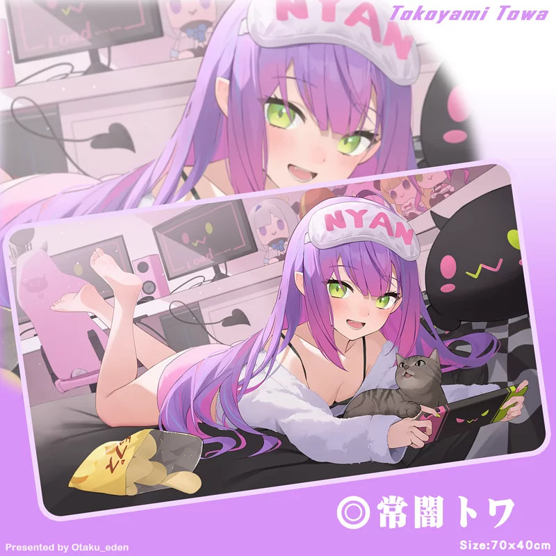 「同人代購」FF40 常闇トワ Tokoyami Towa <JMao> 滑鼠.桌遊兩用墊 70x40cm-附:動態桌布