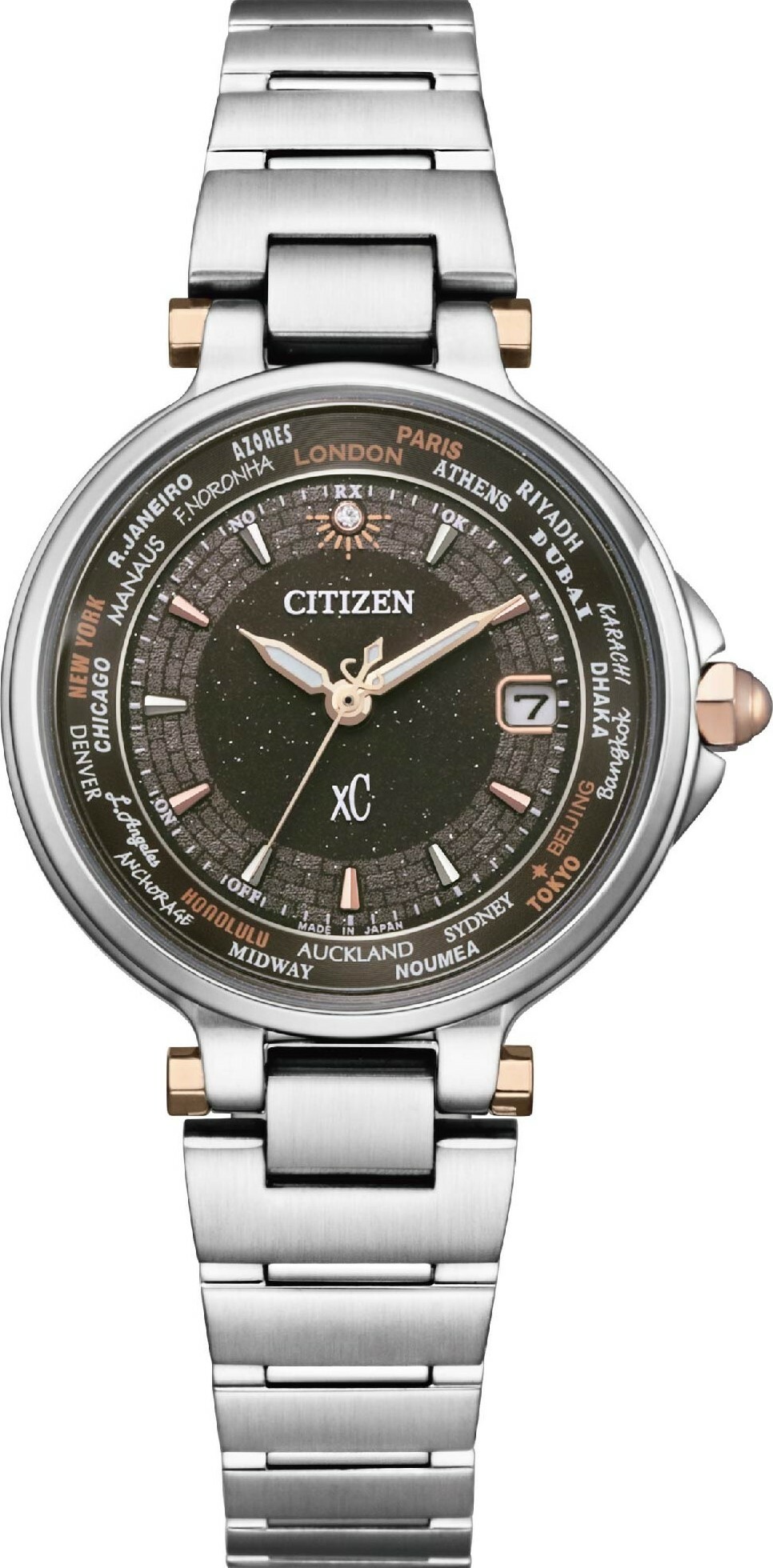 萬年鐘錶 - Citizen 星辰錶  XC   限量星空光動能電波女錶 EC1010-65H  錶徑29MM