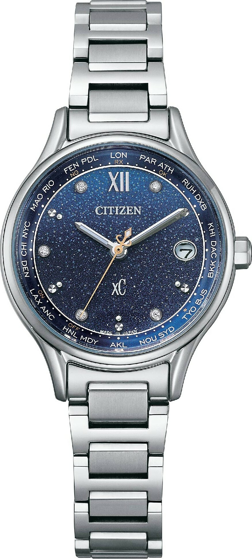 萬年鐘錶 -   Citizen 星辰錶  XC   鈦金屬星空光動能電波女錶  EC1160-62L  錶徑28MM