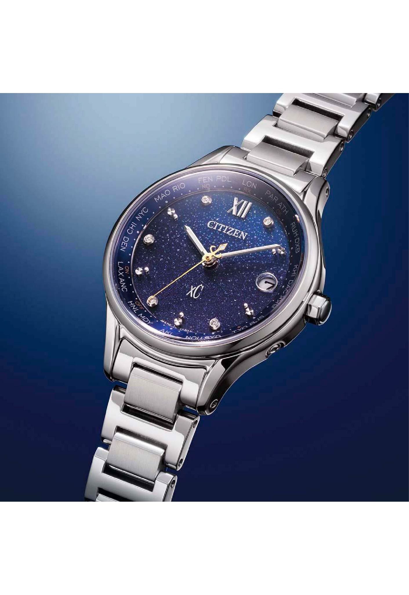 萬年鐘錶 -   Citizen 星辰錶  XC   鈦金屬星空光動能電波女錶  EC1160-62L  錶徑28MM