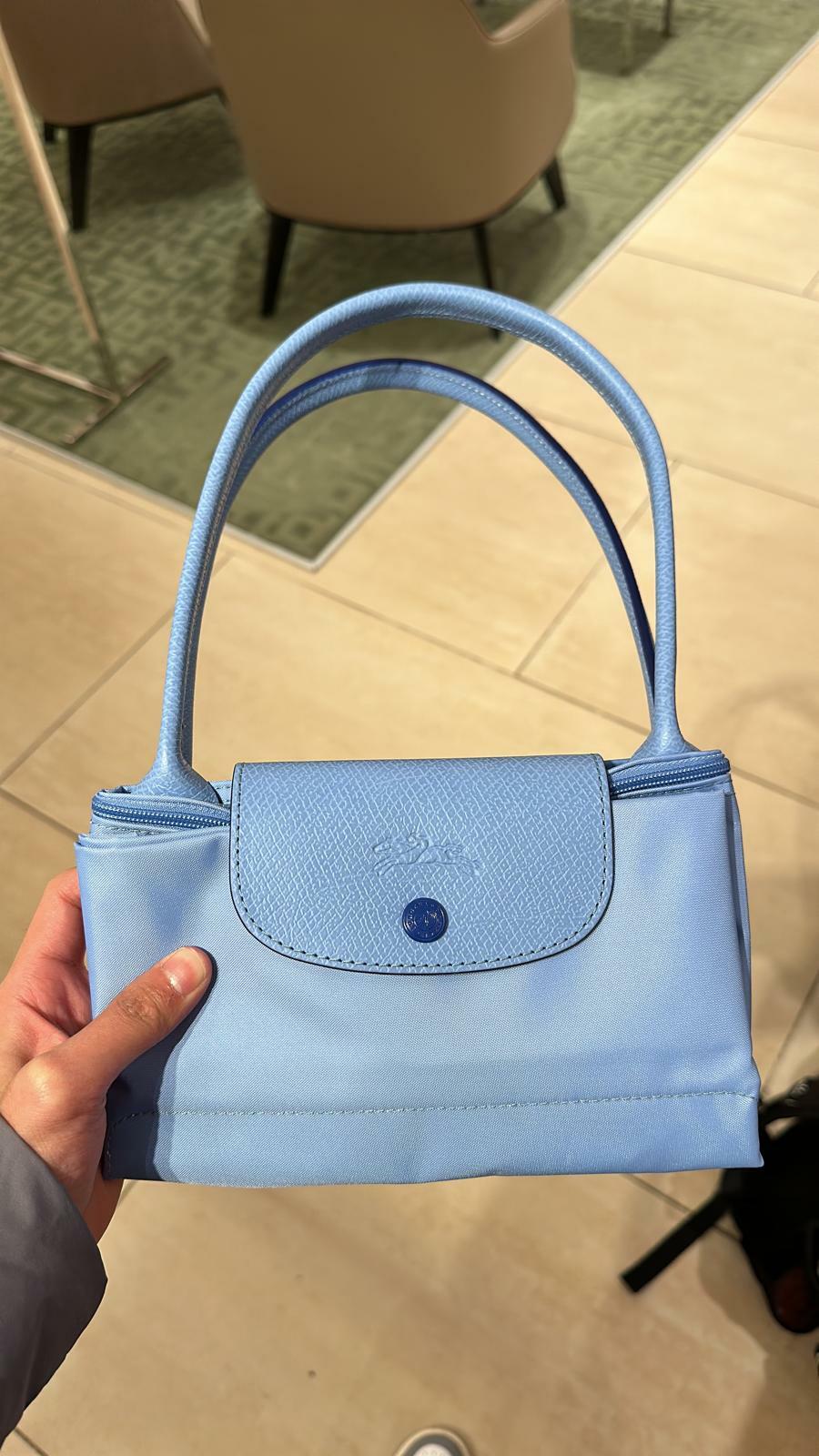 [E] LONGCHAMP LEPLIAGE LONG HANDLE S SIZE,LIGHT BLUE, L2605619P38 (ELC256)