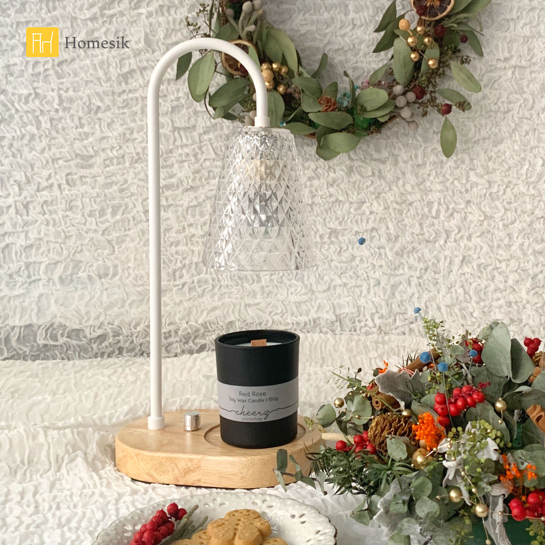 白橡木菱格紋香氛融蠟燈(透明)