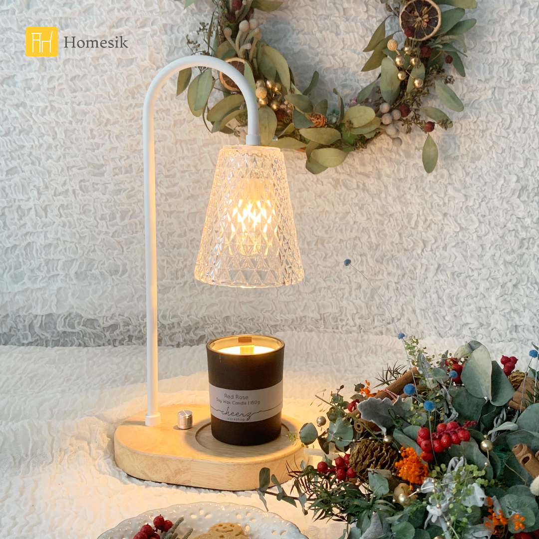 白橡木菱格紋香氛融蠟燈(透明)