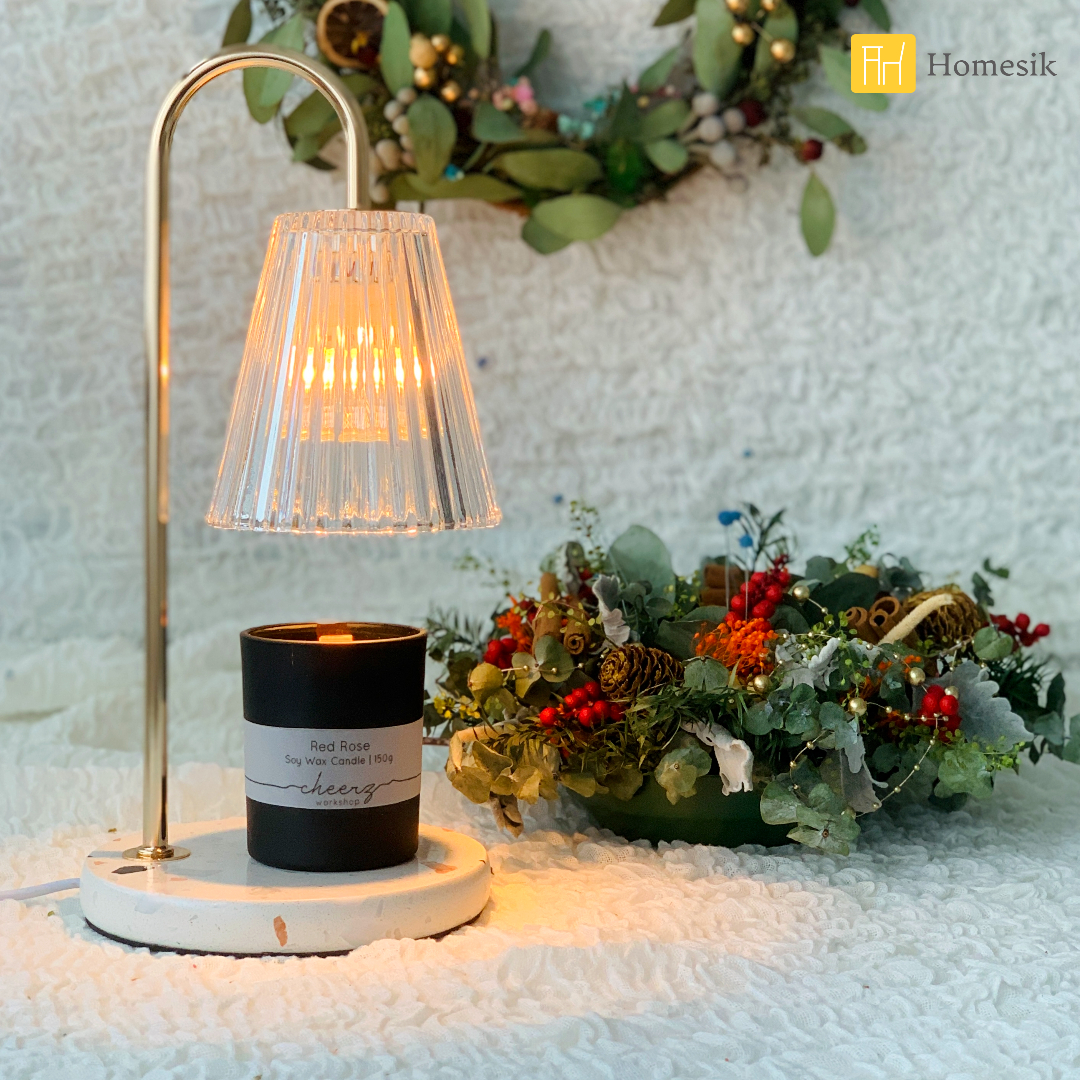 水磨石玻璃香氛融蠟燈(透明)