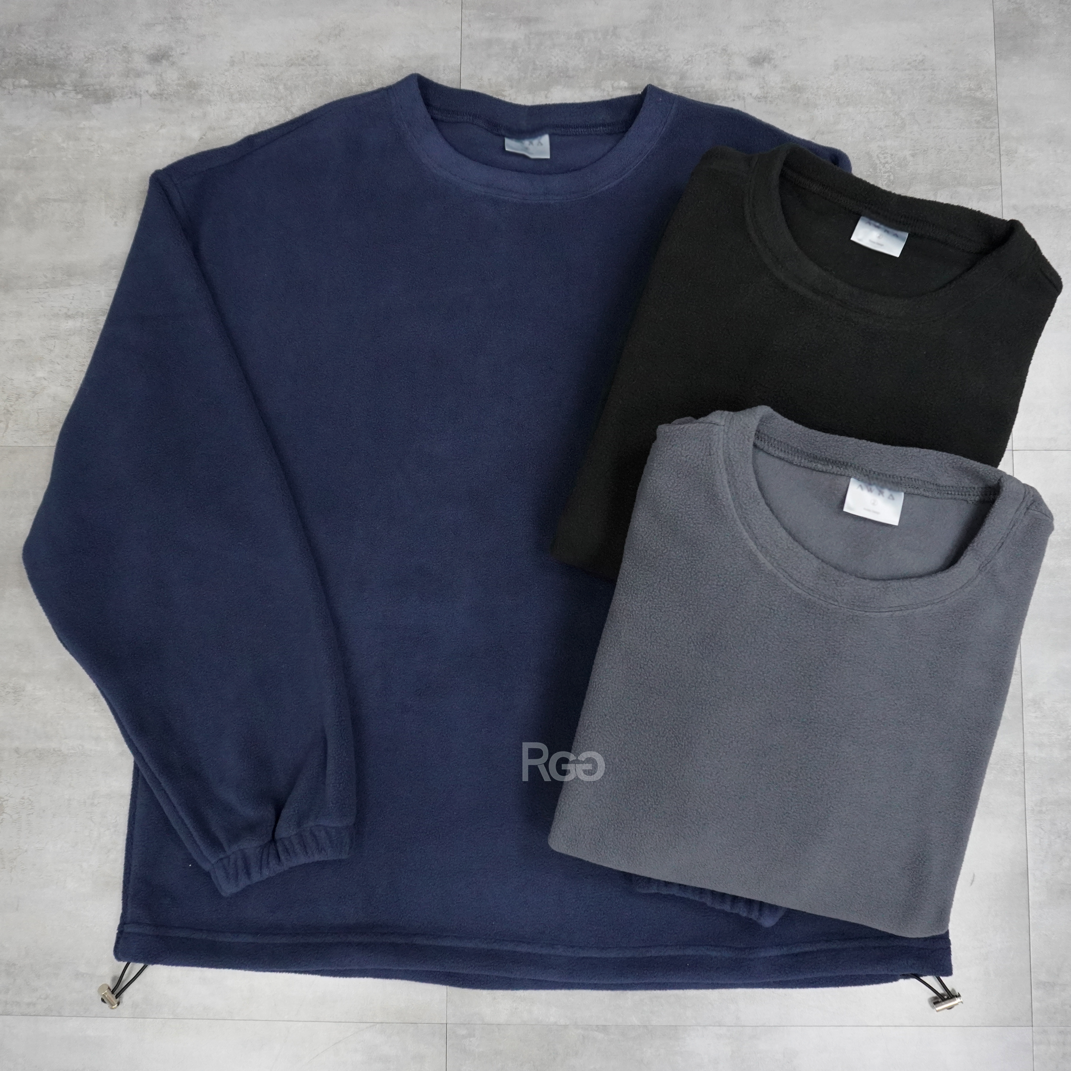 #98929 搖粒絨下擺拉繩長袖上衣