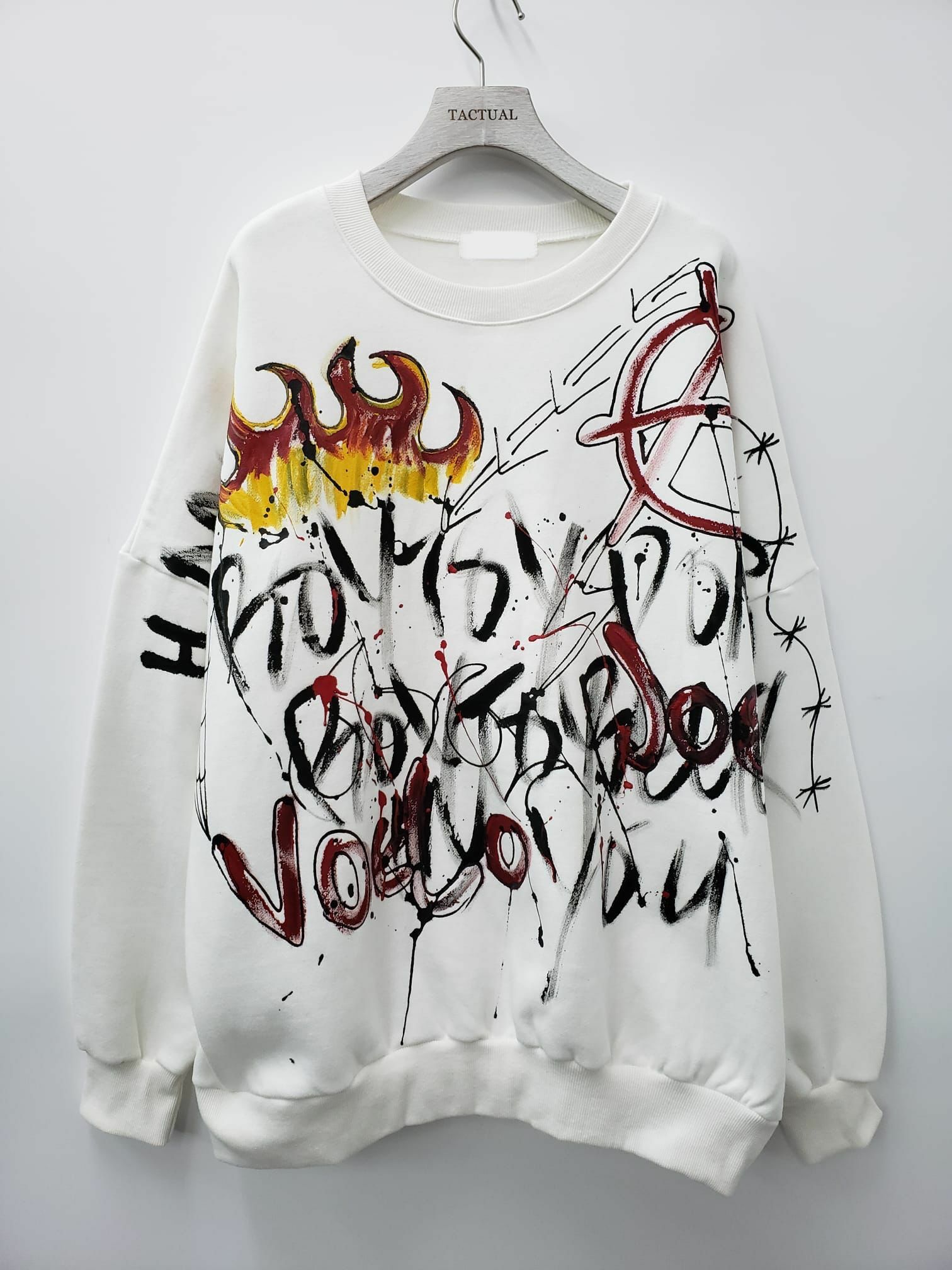 塗鴉圖案衛衣(薄抓毛底) T4323