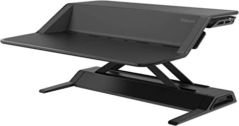 Fellowes Lotus Sit -Stand Workstation Desk, Adjustable, Pre-Assembled, Black/White (Part No.: 0007901/0009901)
