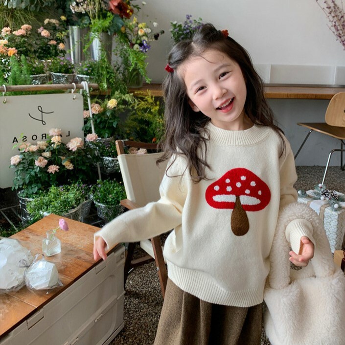 現貨 100cm 包芯紗紅蘑菇針織毛衣