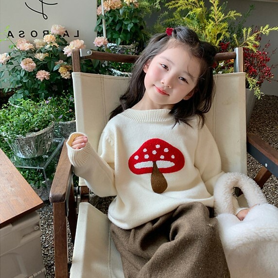 現貨 100cm 包芯紗紅蘑菇針織毛衣