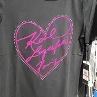 [S] KARL LAGERFELD NEON HEART LOGO TEE,BLACK/PINK,[FINAL SALE] L1WHFD90-BPZ (SKL391)