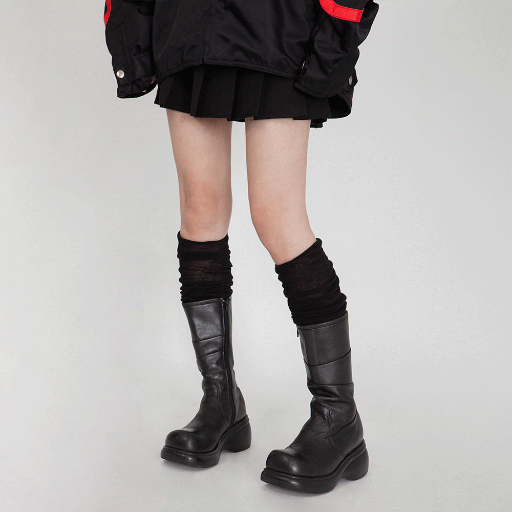 粗條拼接長筒襪