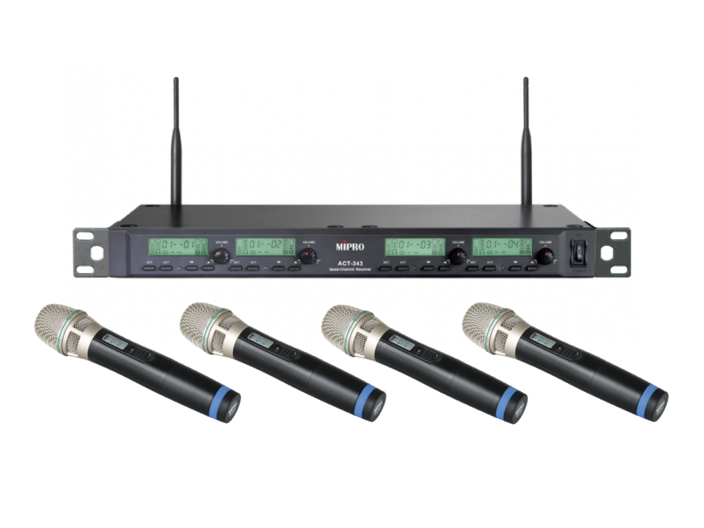 Mipro - ACT-343 類比1U窄頻四頻道接收機 無線麥克風 附贈4支無線麥克風 表演麥克風