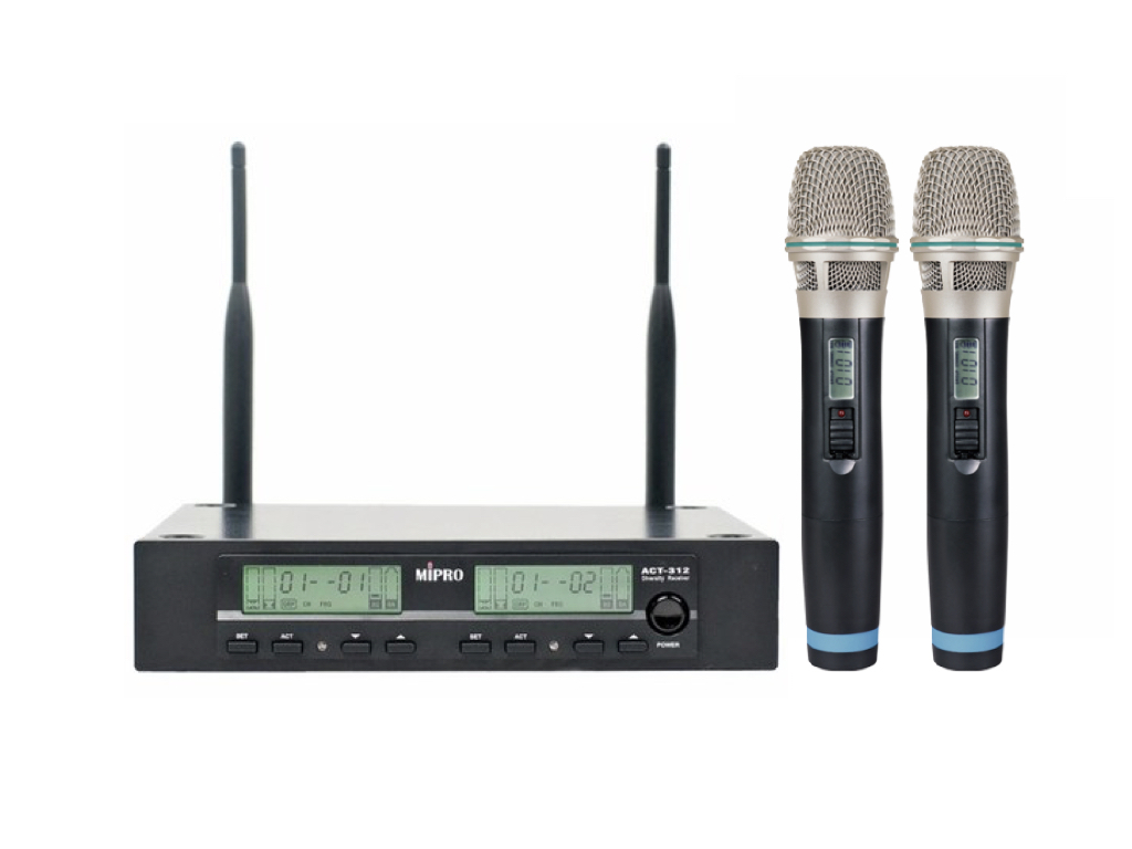 Mipro - ACT-312 類比半U窄頻雙頻道接收機 無線麥克風 附贈2支無線麥克風 表演麥克風