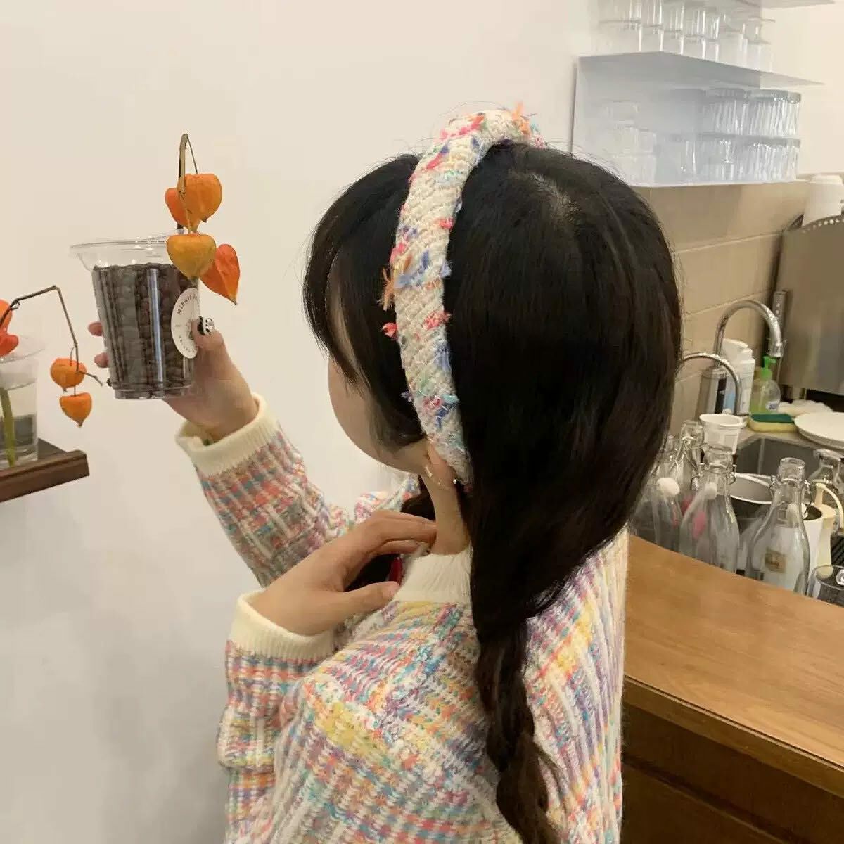 韓國小香針織髮箍。五色