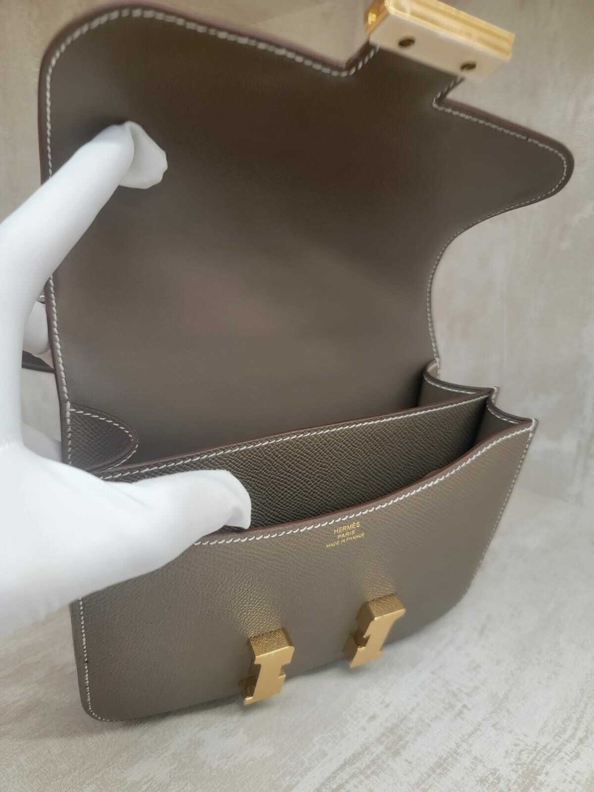 HERMES Mini Constance ETOUPE CC EPSOM 大象灰金扣 (有鏡)