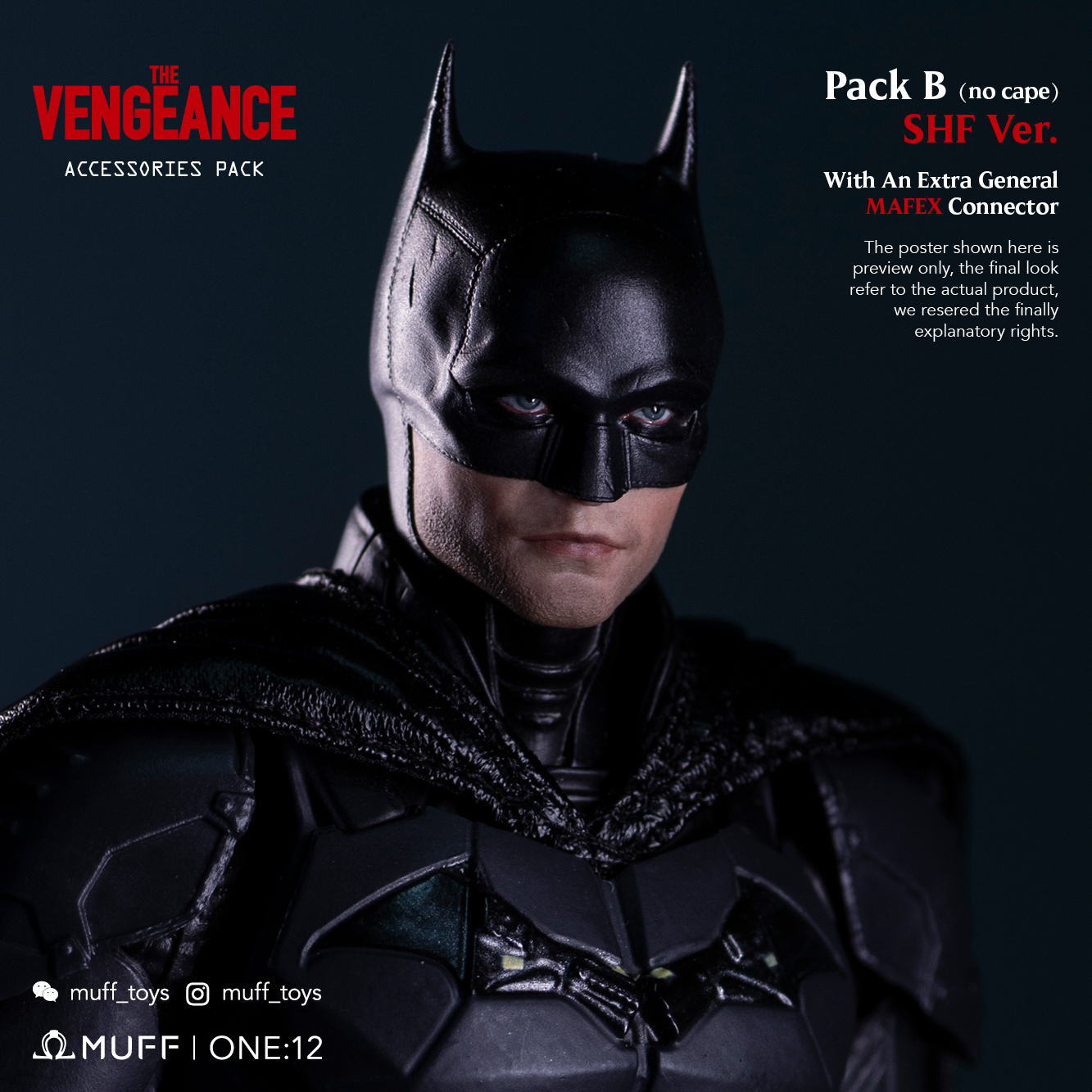 Muff toys 1/12 Pattinson Night Vengeance accessories pack (S.H.F use)