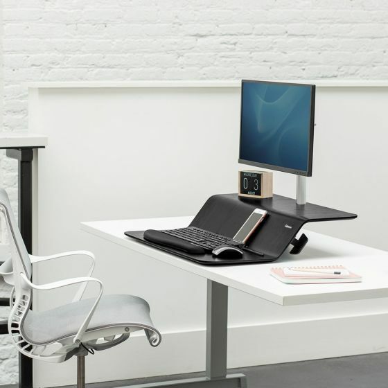 Fellowes Lotus™ RT Sit-Stand Workstation – Single Black/White (Part No: 8081501/8081701)