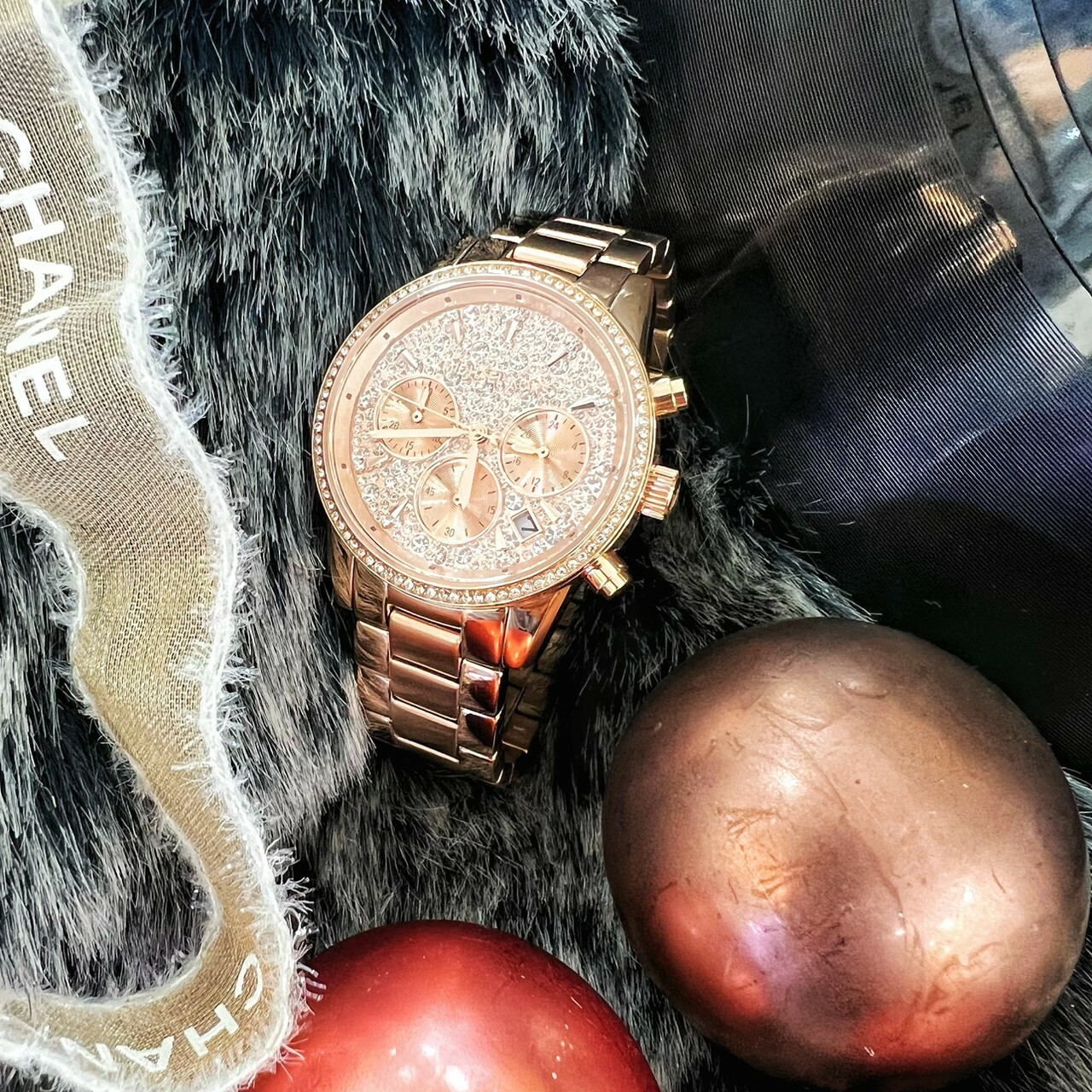 MICHAEL KORS】Ritz 奢華鑲鑽三眼計時女錶MK7302 37mm 現代鐘錶