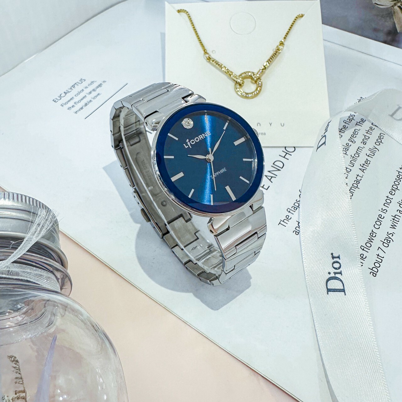 【entr'ee 力抗】知性湛藍簡約晶鑽女錶 LT157LWNI 32mm 現代鐘錶