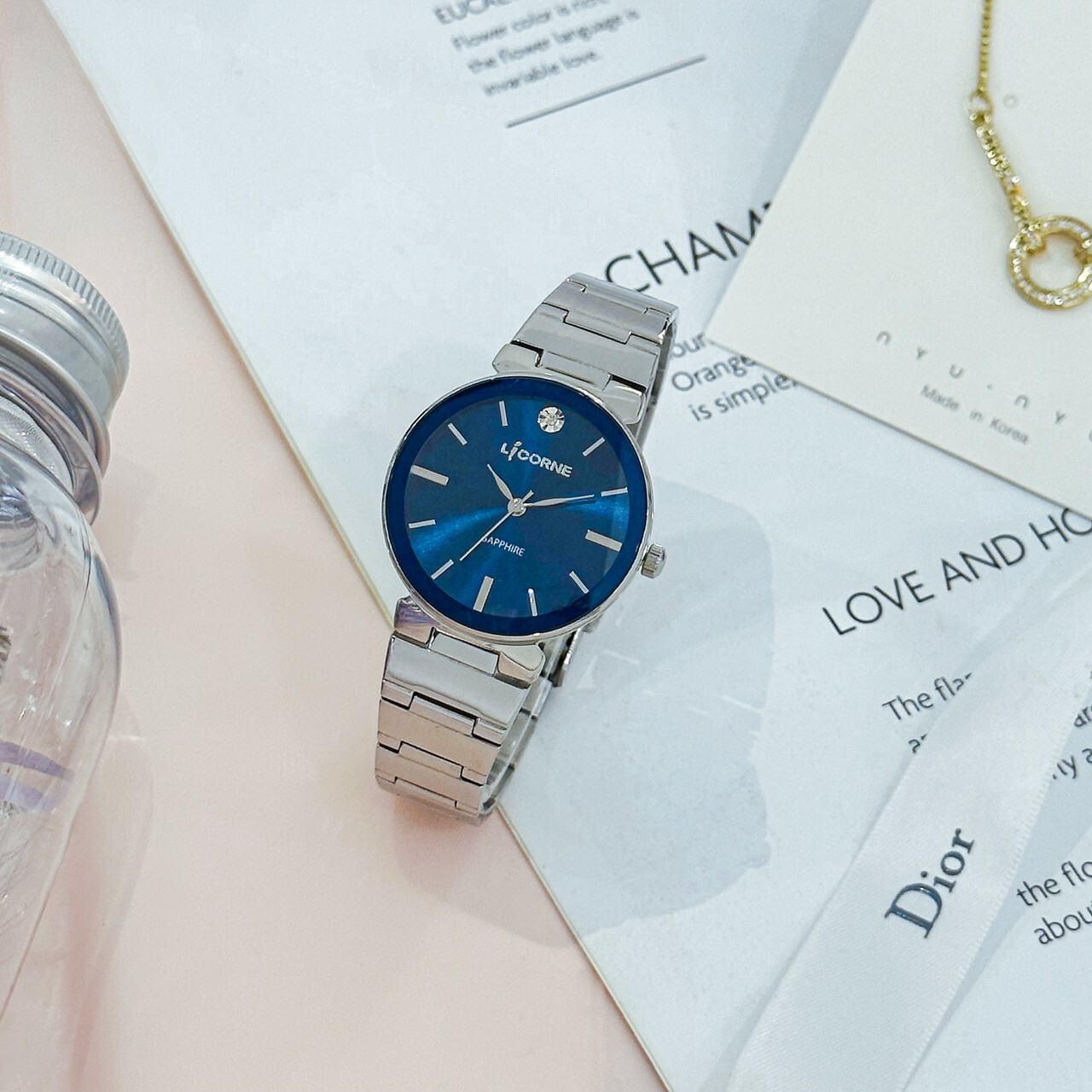 【entr'ee 力抗】知性湛藍簡約晶鑽女錶 LT157LWNI 32mm 現代鐘錶