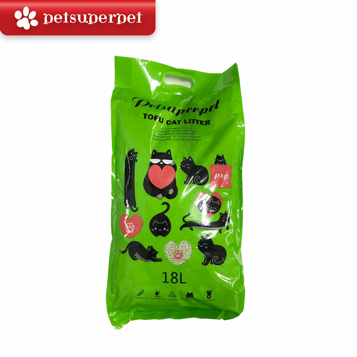 Petsuperpet 2.5MM  豆腐貓砂（綠茶味）18L 7.5kg /袋