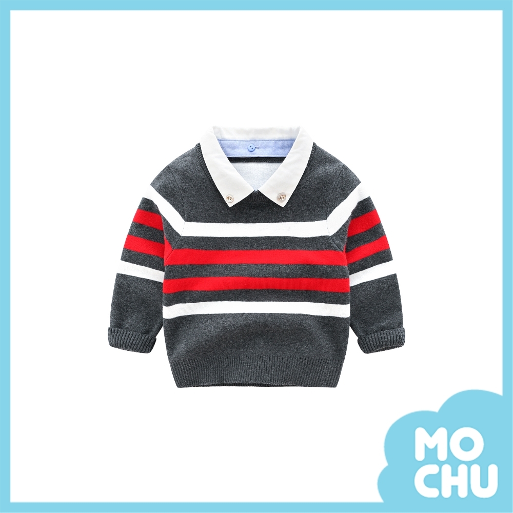 經典條紋假兩件毛衣